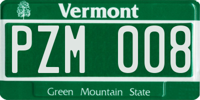 VT license plate PZM008