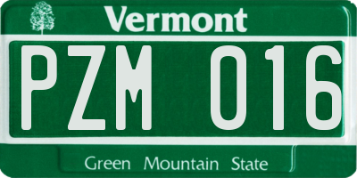 VT license plate PZM016