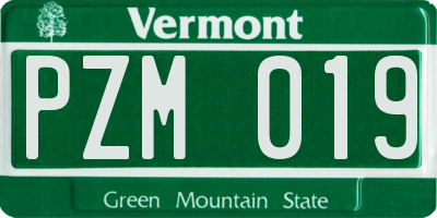 VT license plate PZM019