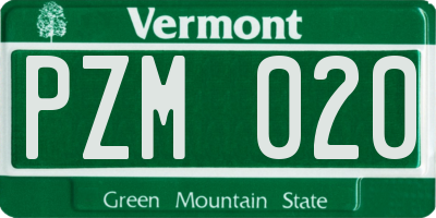 VT license plate PZM020