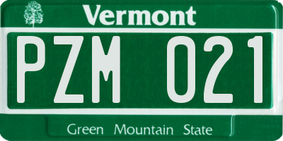 VT license plate PZM021