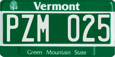 VT license plate PZM025