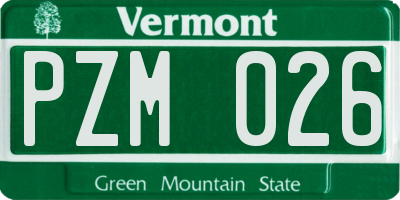 VT license plate PZM026