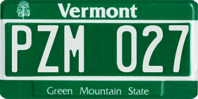 VT license plate PZM027