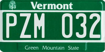 VT license plate PZM032
