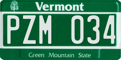VT license plate PZM034