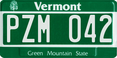 VT license plate PZM042