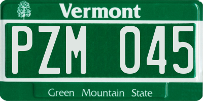 VT license plate PZM045