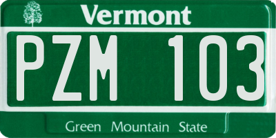 VT license plate PZM103
