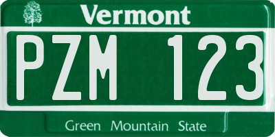 VT license plate PZM123