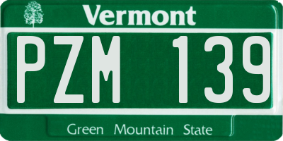 VT license plate PZM139