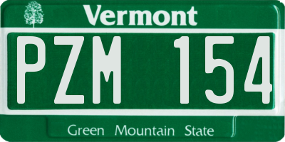 VT license plate PZM154