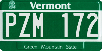 VT license plate PZM172