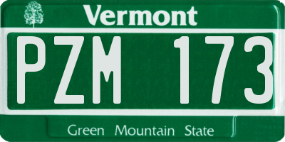 VT license plate PZM173