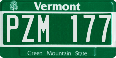 VT license plate PZM177