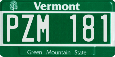 VT license plate PZM181