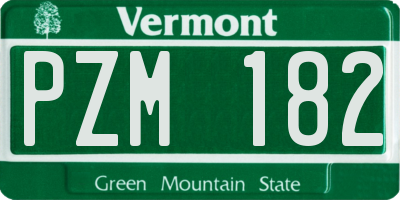 VT license plate PZM182