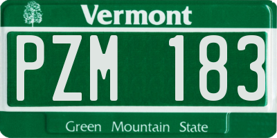 VT license plate PZM183