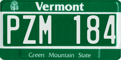 VT license plate PZM184
