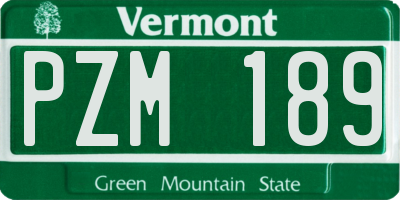 VT license plate PZM189