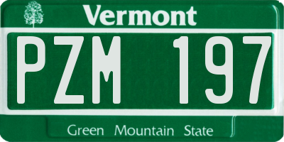 VT license plate PZM197
