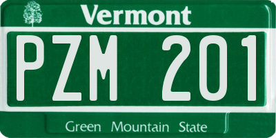 VT license plate PZM201