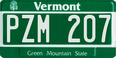 VT license plate PZM207