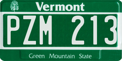VT license plate PZM213