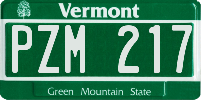 VT license plate PZM217