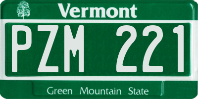 VT license plate PZM221