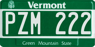 VT license plate PZM222