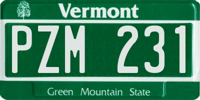 VT license plate PZM231