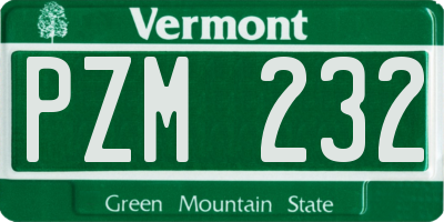 VT license plate PZM232