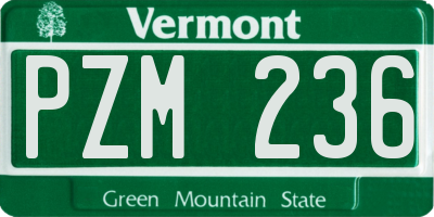 VT license plate PZM236