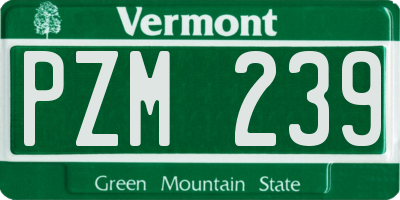 VT license plate PZM239