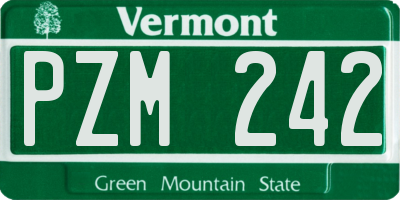 VT license plate PZM242