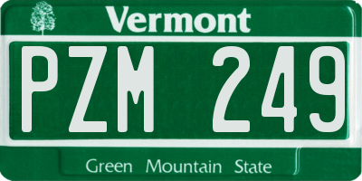 VT license plate PZM249