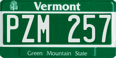 VT license plate PZM257