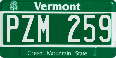 VT license plate PZM259