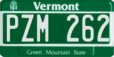 VT license plate PZM262