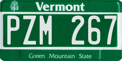 VT license plate PZM267