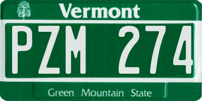 VT license plate PZM274