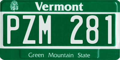 VT license plate PZM281