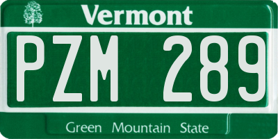 VT license plate PZM289