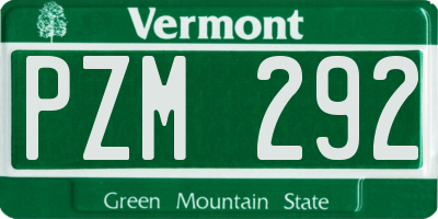 VT license plate PZM292