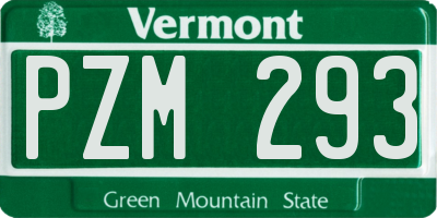 VT license plate PZM293