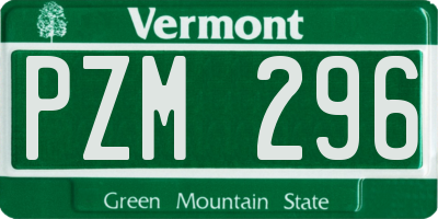 VT license plate PZM296