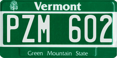 VT license plate PZM602
