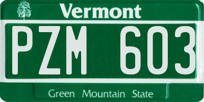 VT license plate PZM603