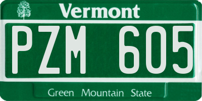 VT license plate PZM605